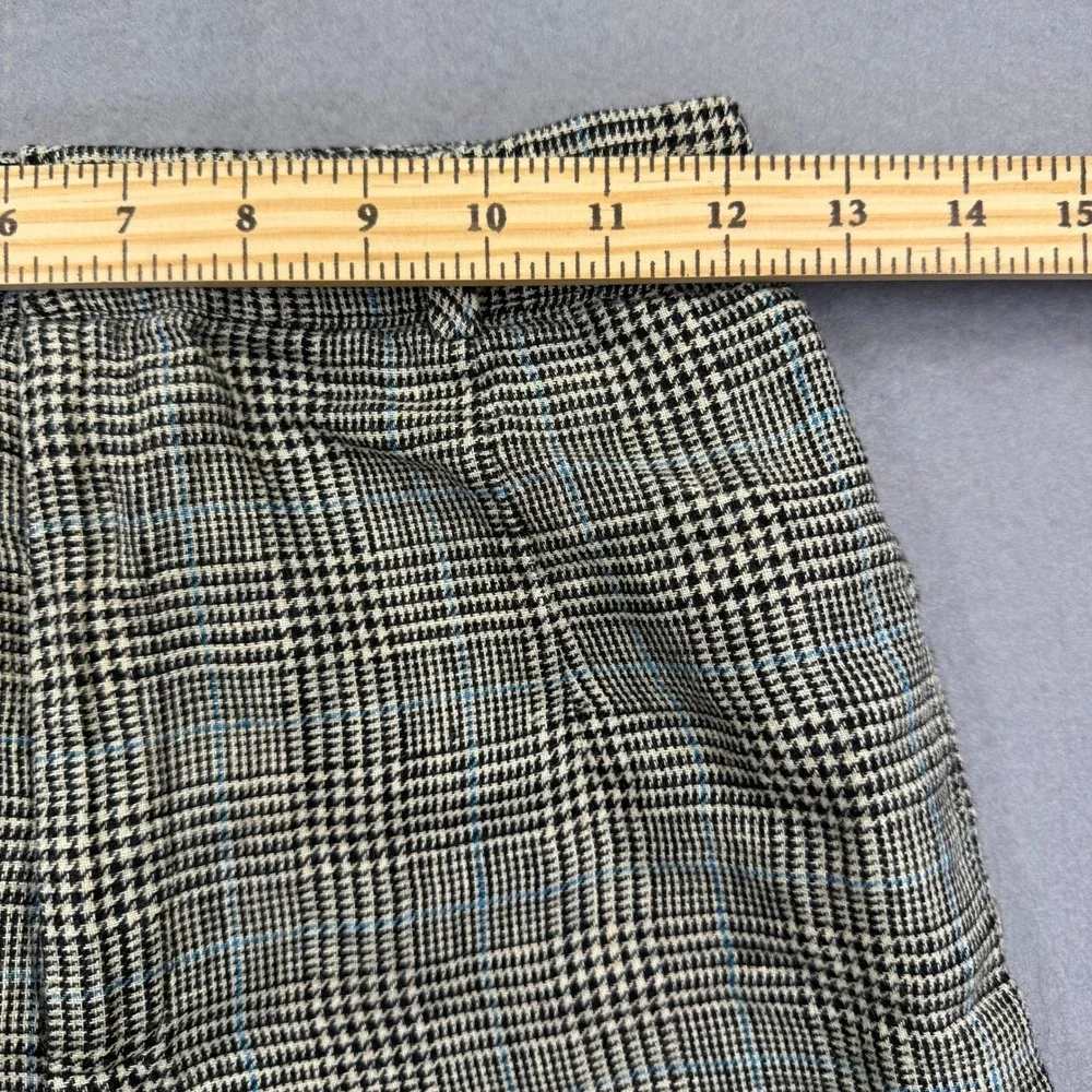 Reformation 100% Linen Wide Leg Plaid Pants‎ Black White Blue Size 2 High Rise
